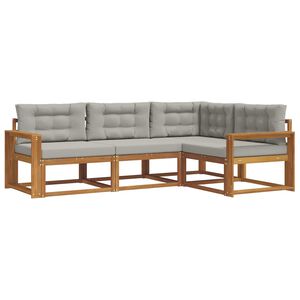 vidaXL Outdoor-Sofagarnitur mit Kissen 4 pcs Nat&uuml;rlich und Hellgrau