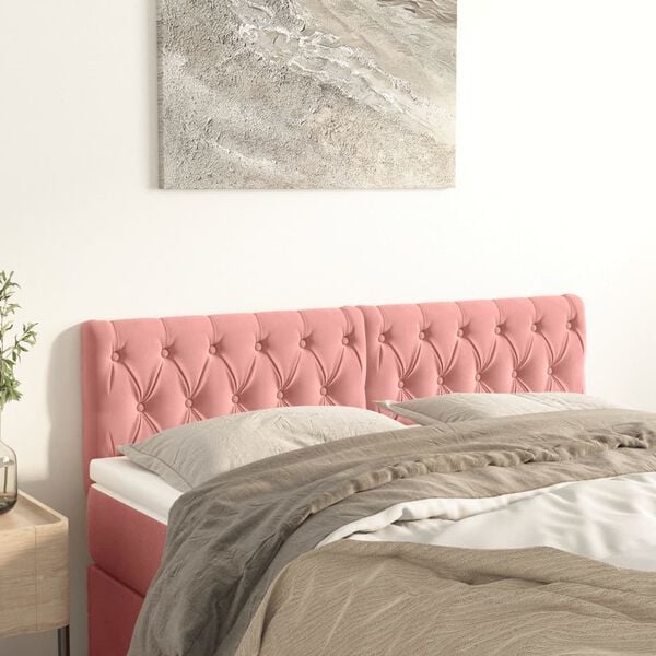 vidaXL Kopfteile Rosa 144x7x78/88 cm Samt