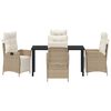 vidaXL Garten Essgruppe mit Kissen 5 pcs Beige Poly-Rattan