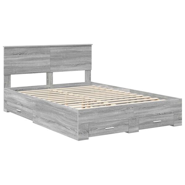 vidaXL Bettrahmen Graues Sonoma 140 x 190 cm Holzwerkstoff