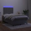 vidaXL Boxspringbett mit Matratze & LED Dunkelgrau 120x190 cm Samt