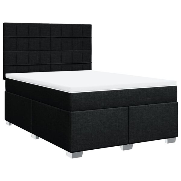 vidaXL Boxspringbett mit Matratze Schwarz 140x190 cm Stoff