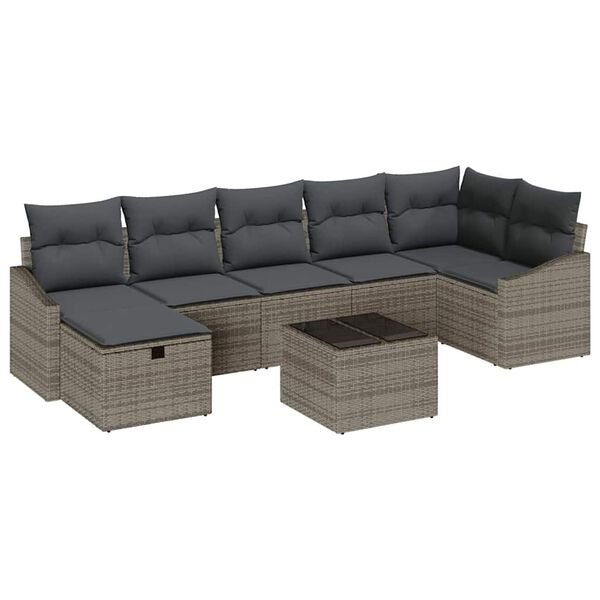 vidaXL Sofa Set mit Kissen 8 pcs Poly-Rattan