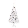 vidaXL K&uuml;nstlicher Weihnachtsbaum mit Beleuchtung & Kugeln Wei&szlig; 120 cm