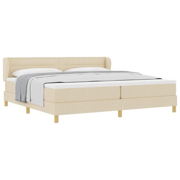 vidaXL Boxspringbett mit Matratze Creme 200 x 200 cm Stoff
