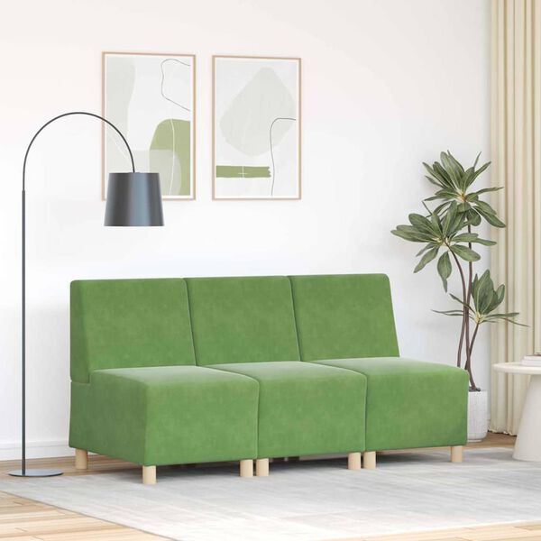 vidaXL Modulares Armfreies Sofa 3 pcs Hellgr&uuml;n 55 x 74 x 82 cm Samt