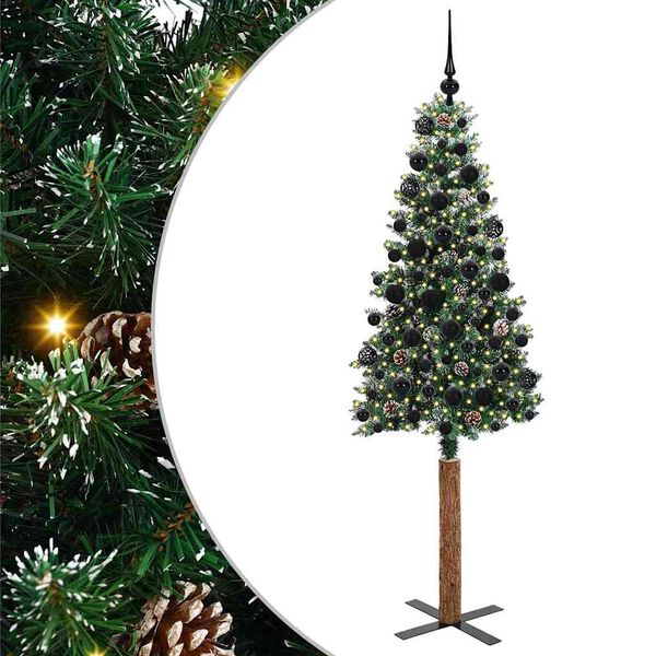 vidaXL Schlanker Weihnachtsbaum mit 300 LEDs mit St&auml;nder Gr&uuml;n 180 cm