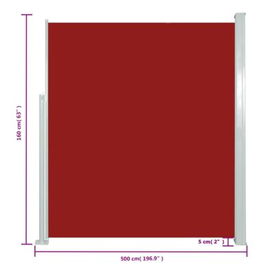 vidaXL Ausziehbare Seitenmarkise 160x500 cm Rot