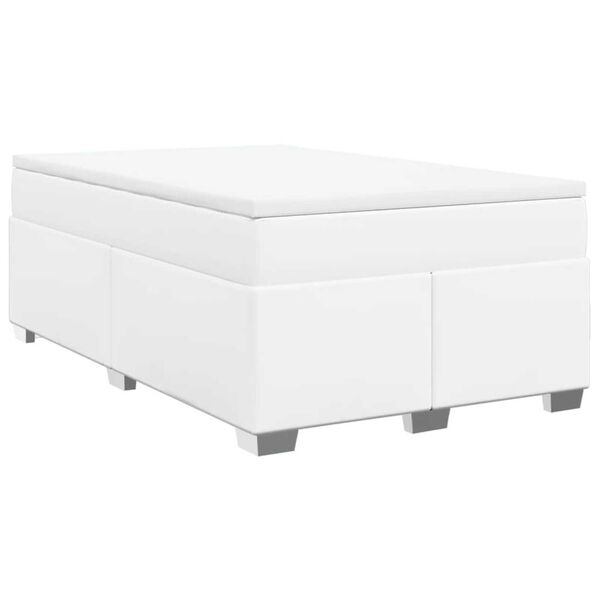 vidaXL Boxspringbett mit Matratze Wei&szlig; 120x190 cm Kunstleder