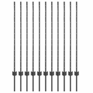 vidaXL Eingebetteter Zaunpfosten 11 pcs Grau 160 cm