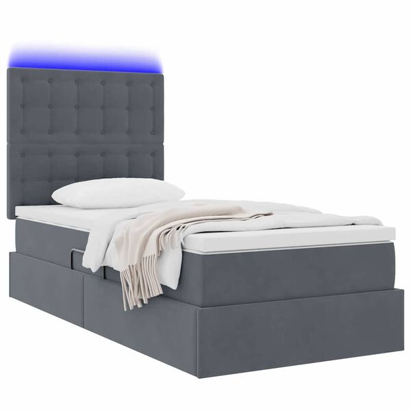 vidaXL Bett mit Stauraum und LED mit LED Dunkelgrau 100 x 200 cm Samt