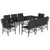 vidaXL 9-tlg. Garten-Essgruppe mit Kissen Schwarz Poly Rattan