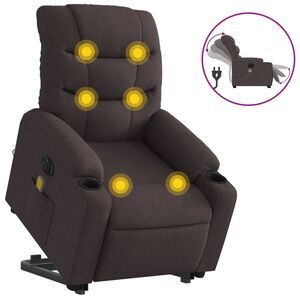 vidaXL Elektrischer Massagesessel mit Aufstehhilfe Dunkelbraun Stoff
