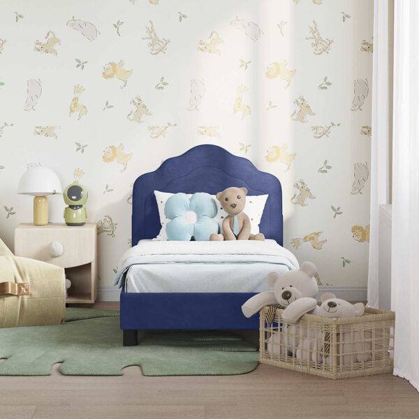 vidaXL Kinderbettgestell mit Kopfteil Polizeiblau 70 x 140 cm Samt