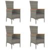 vidaXL Gartenst&uuml;hle mit Kissen 4 Stk. Poly Rattan Grau