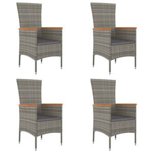 vidaXL Gartenst&uuml;hle mit Kissen 4 Stk. Poly Rattan Grau