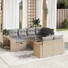 vidaXL 11-tlg. Garten-Sofagarnitur mit Kissen Beige Poly Rattan