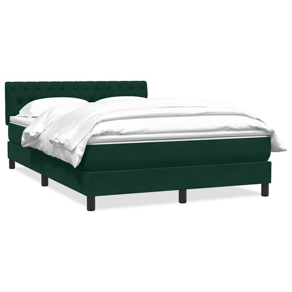 vidaXL Boxspringbett mit Matratze Dunkelgr&uuml;n 140x210 cm Samt
