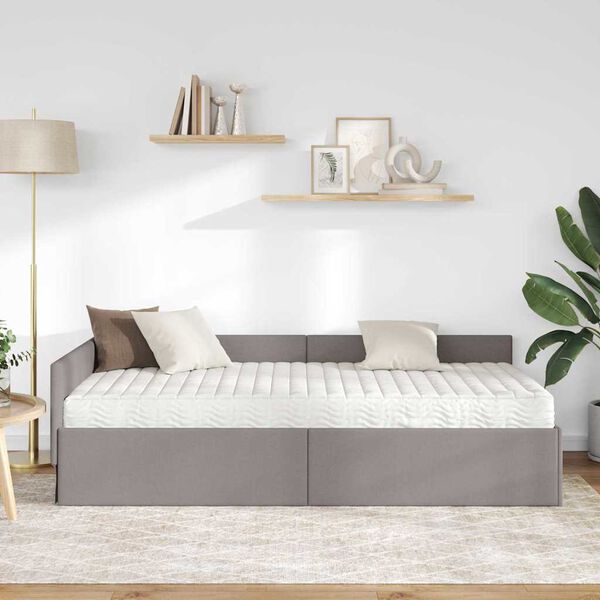 vidaXL Eckbettgestell mit Matratze Sonstiges 2 pcs Taupe Stoff