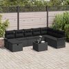 vidaXL Garten-Sofa-Set mit Kissen 9 pcs Schwarz Poly Rattan