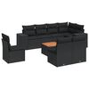 vidaXL 9-tlg. Garten-Sofagarnitur mit Kissen Schwarz Poly Rattan