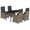 vidaXL 5-tlg. Garten-Essgruppe mit Kissen Grau Poly Rattan