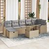 vidaXL Garten-Sofa-Set mit Kissen mit Speicher 8 pcs Beige Poly Rattan