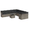 vidaXL 11-tlg. Garten-Sofagarnitur mit Kissen Grau Poly Rattan