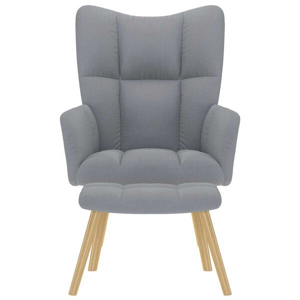 vidaXL Relaxsessel mit Hocker Hellgrau Stoff