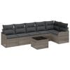 vidaXL Garten-Sofa-Set mit Kissen 7 pcs Schwarz Poly Rattan