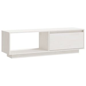 vidaXL TV-Schrank Wei&szlig; 110x30x33,5 cm Massivholz Kiefer