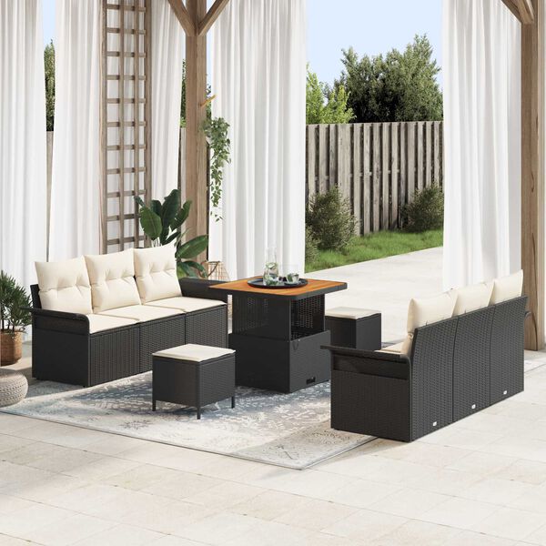 vidaXL Garten-Sofa-Set 9 pcs Schwarz Poly-Rattan