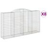 vidaXL Gabionen mit Hochbogen 8 Stk. 300x50x160/180cm Verzinktes Eisen