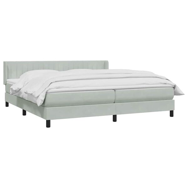 vidaXL Boxspringbett mit Matratze Hellgrau 180x210 cm Samt
