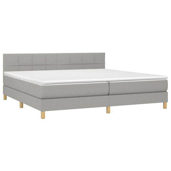 vidaXL Boxspringbett mit Matratze & LED Hellgrau 200x200 cm Stoff