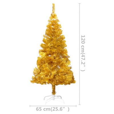 vidaXL Künstlicher Weihnachtsbaum mit Beleuchtung & Ständer Gold 120cm