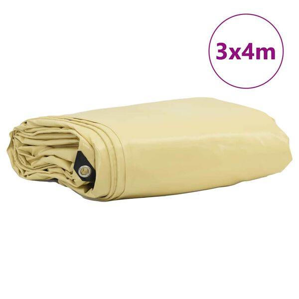 vidaXL Plane 650g / m&sup2; Beige 3 x 4 m Canvas mit PVC-Beschichtung