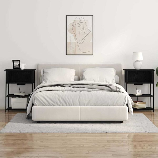 vidaXL Nachttisch Schwarz Eichen-Optik 55 x 31 x 76 cm Holzwerkstoff