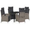 vidaXL Garten Essgruppe mit Kissen 5 pcs Grau Poly-Rattan