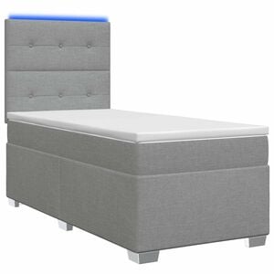 vidaXL Boxspringbett mit Matratze und LED Hellgrau 90 x 190 cm Stoff