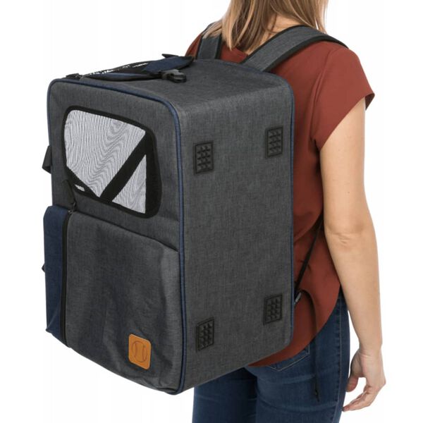 TRIXIE 2-in-1 Tragerucksack f&uuml;r Haustiere Tara Grau-Blau