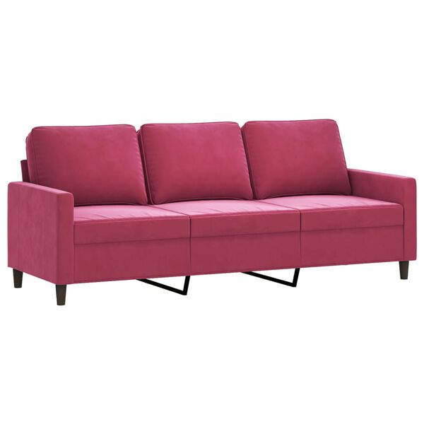 vidaXL 3-Sitzer-Sofa mit Hocker Weinrot 180 cm Samt