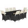 vidaXL 9-tlg. Garten-Bistro-Set mit Kissen Schwarz Poly Rattan