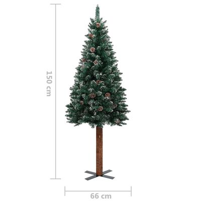 vidaXL Weihnachtsbaum Schlank mit Beleuchtung & Kugeln Grün 150 cm