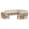 vidaXL Outdoor-Sofagarnitur 12 pcs Nat&uuml;rlich und Cremwei&szlig; Polyester