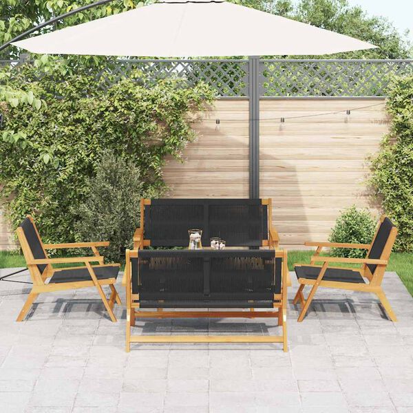 vidaXL Gartenst&uuml;hle mit Tisch 5 pcs Schwarz Massivholz Akazie