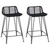 vidaXL Barhocker 2 stk. Schwarz 44 x 45 x 76 cm Rattan und Stahl