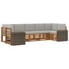 vidaXL Ecksofa Set mit Kissen 7 pcs Nat&uuml;rlich und Hellgrau Polyester