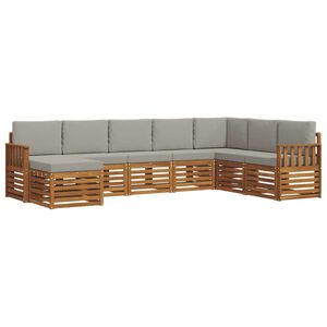 vidaXL Outdoor-Sofagarnitur mit Kissen 8 pcs Nat&uuml;rlich und Hellgrau