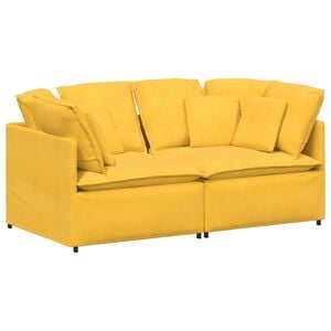 vidaXL Modulares Sofa mit Kissen Cordstoff Hellgelb